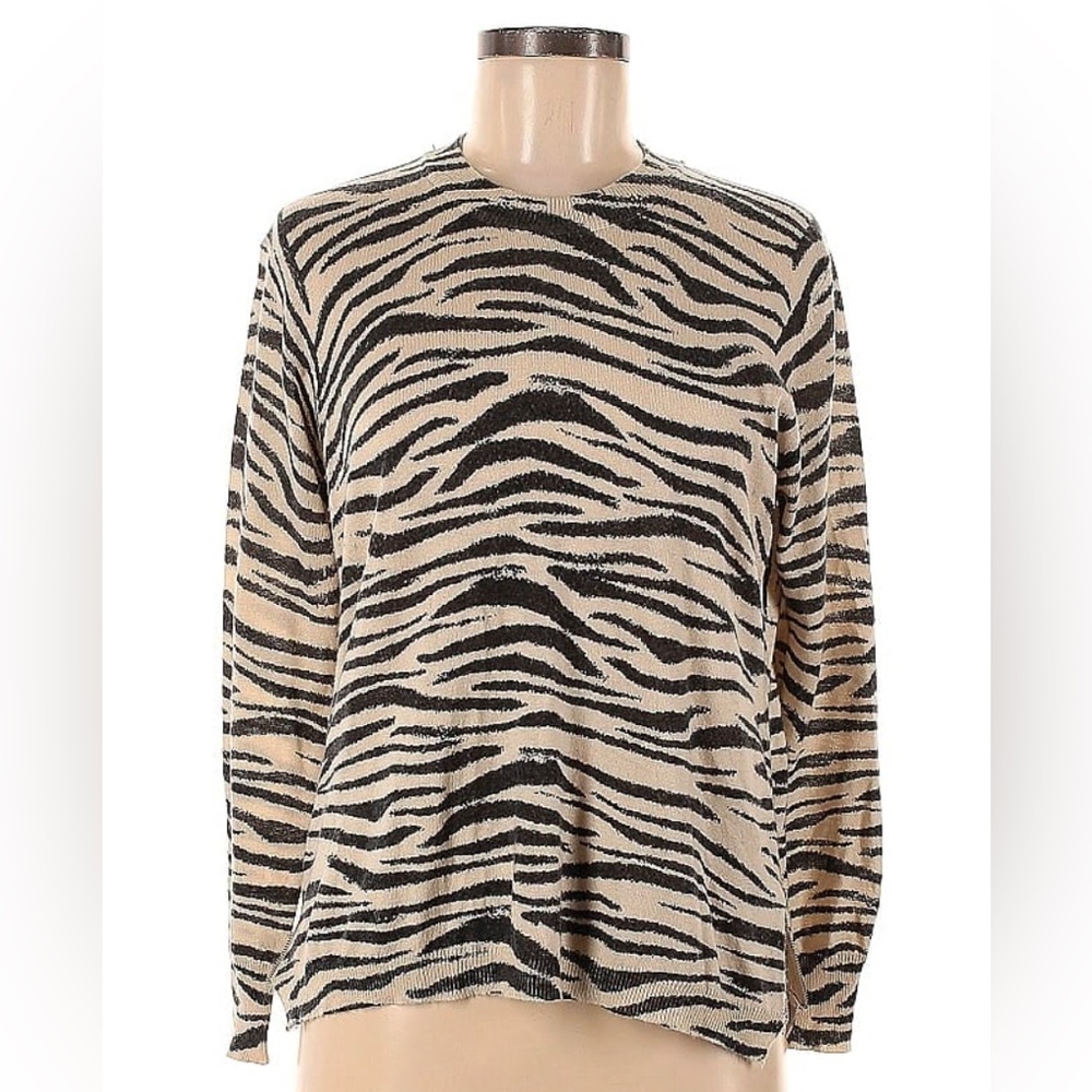 Olivaceous Light weight pull over sweater. Zebra print. Like New